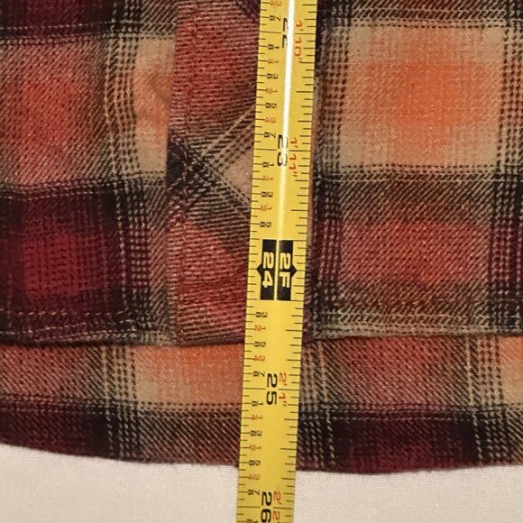 Billabong Flannel Mens Medium Orange Plaid Coastline Core Fit Stretch Shirt Sz M - Picture 8 of 9